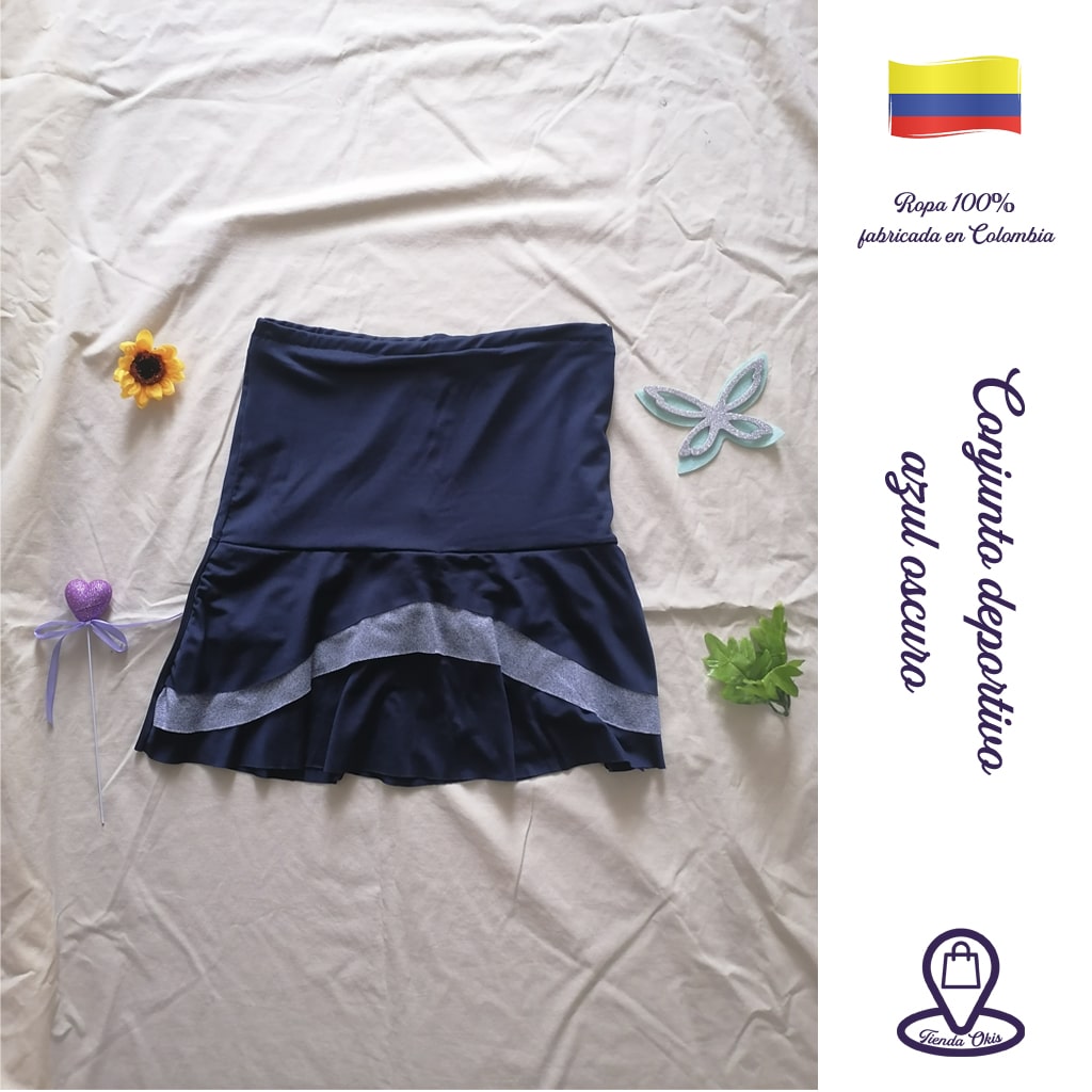 Conjunto deportivo top/falda short azul oscuro