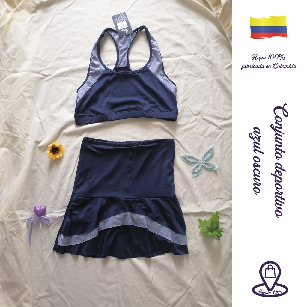Conjunto deportivo top/falda short azul oscuro