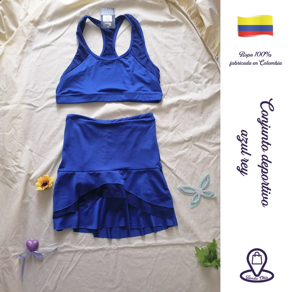 Conjunto deportivo top/falda short azul rey