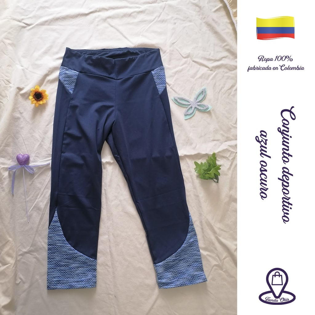 Conjunto deportivo top/leggins azul oscuro