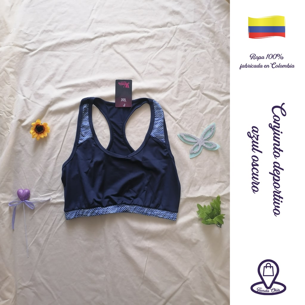 Conjunto deportivo top/leggins azul oscuro