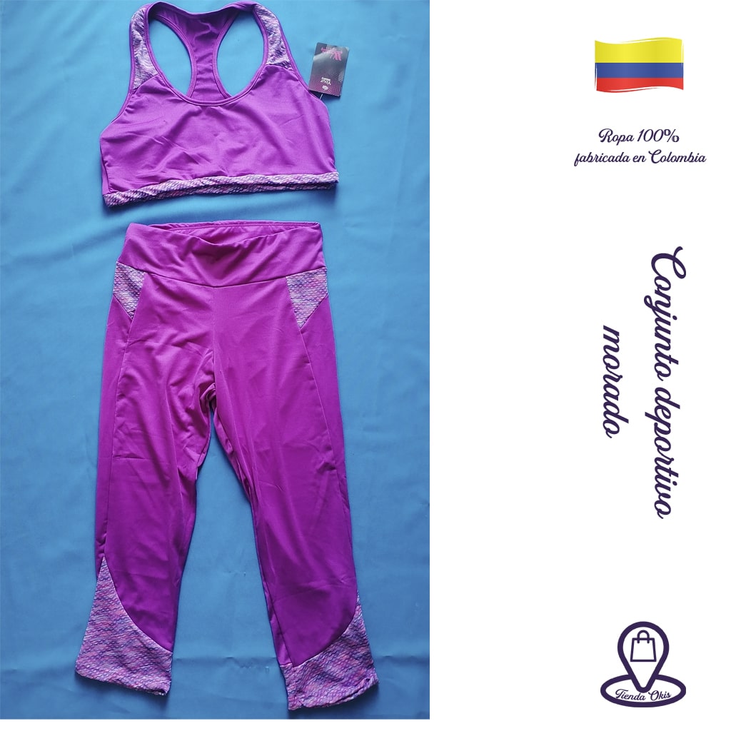 Conjunto deportivo top/leggins morado