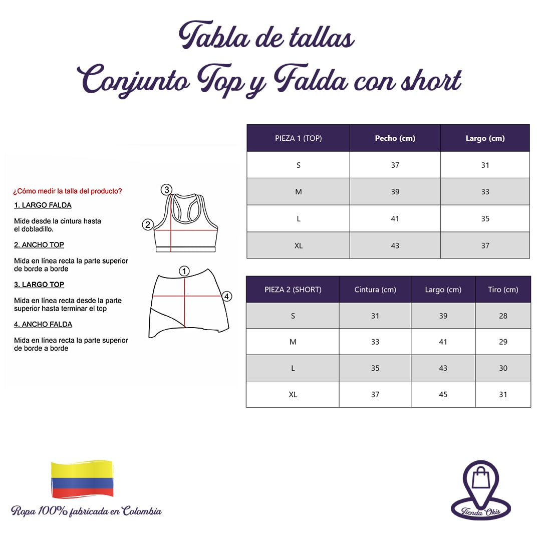 Conjunto deportivo top/falda short azul oscuro