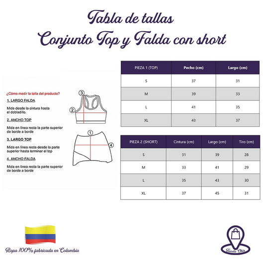 Conjunto deportivo top/falda short azul rey