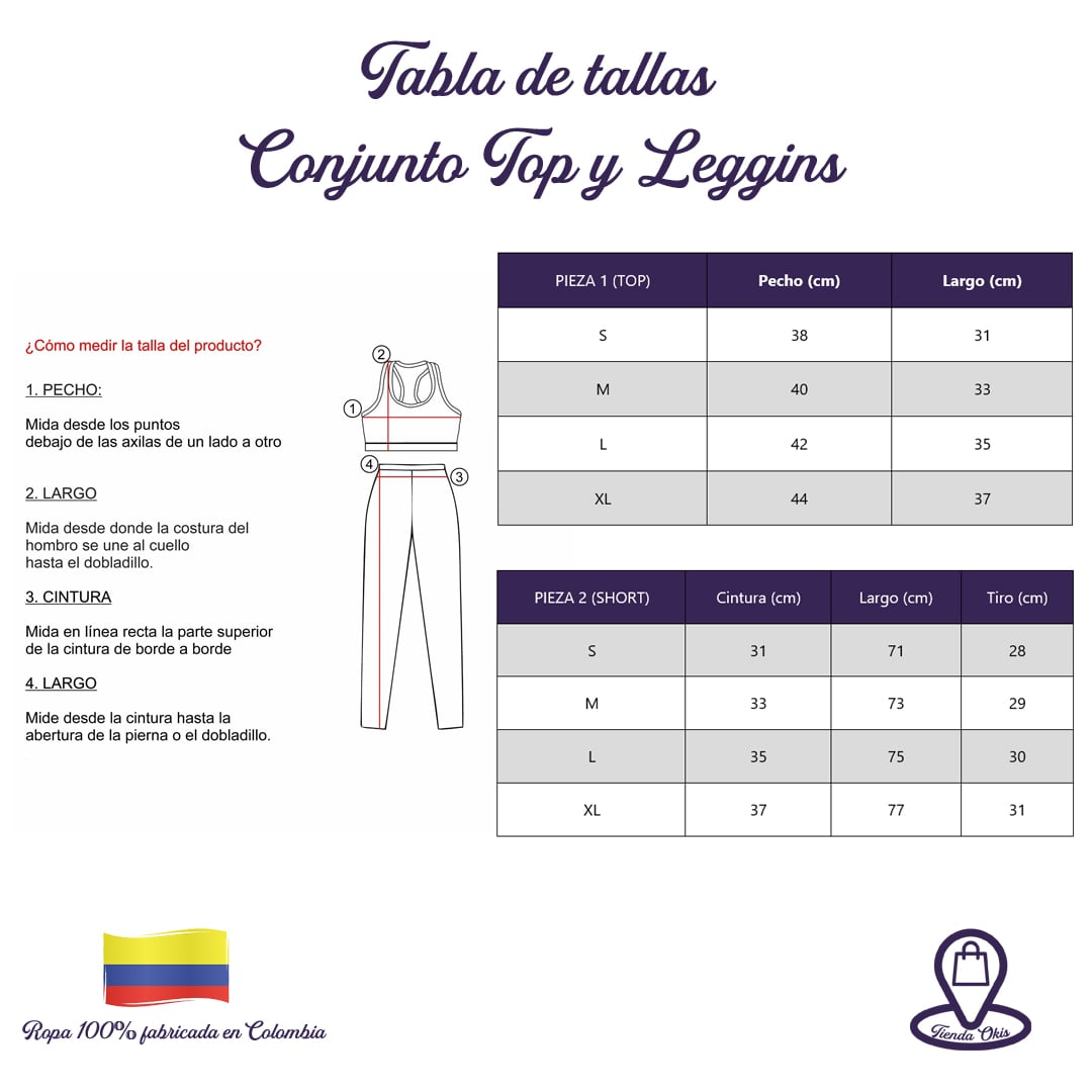 Conjunto deportivo top/leggins azul oscuro