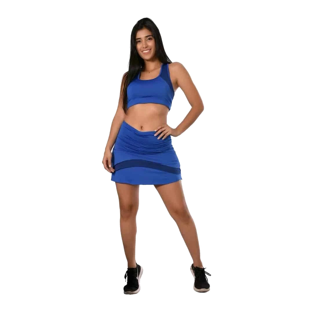 Conjunto deportivo top/falda short azul rey – Tienda Okis
