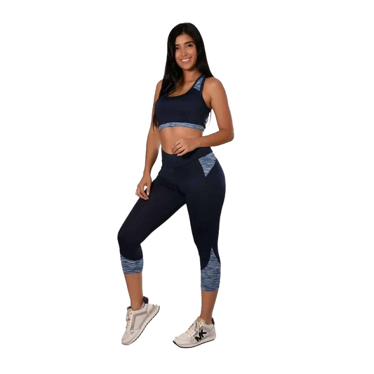 Conjunto deportivo top/leggins azul oscuro