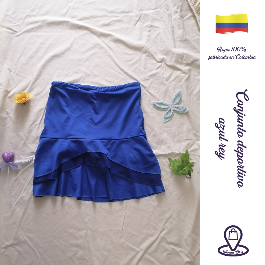 Conjunto deportivo top/falda short azul rey – Tienda Okis