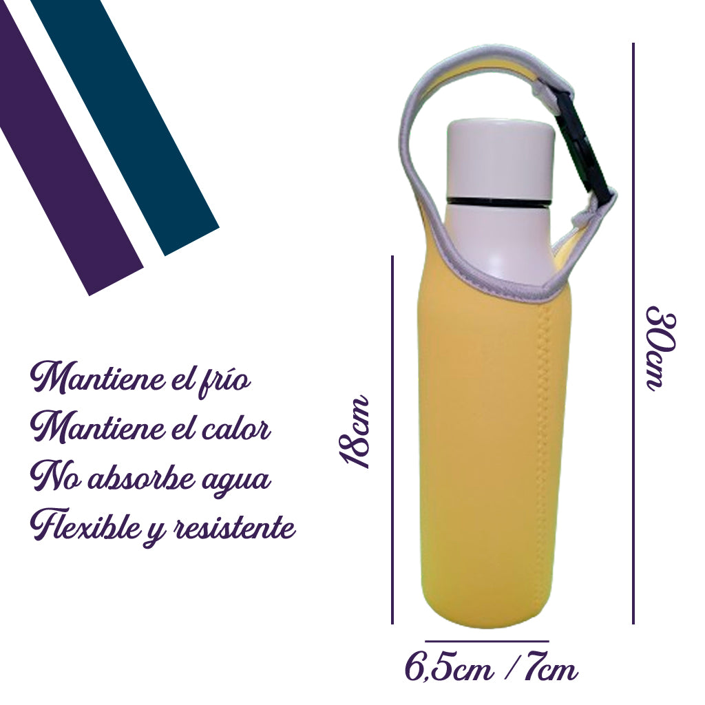 Funda Térmica De Neopreno Para Botellas De Agua - Pack De 2 Unidades, 6.8 X 18 Cm - Aísla Frío Y Calor, Para Botellas De 550 Ml - Ideal Para Deporte Y Outdoor